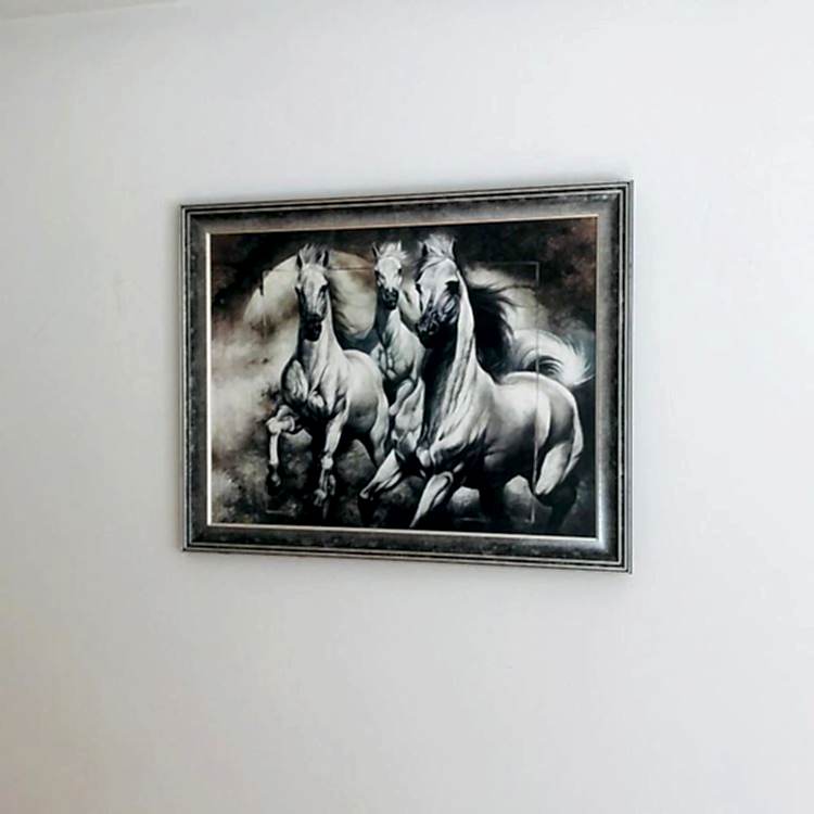 Siyah Beyaz At Tablosu 60x75 cm