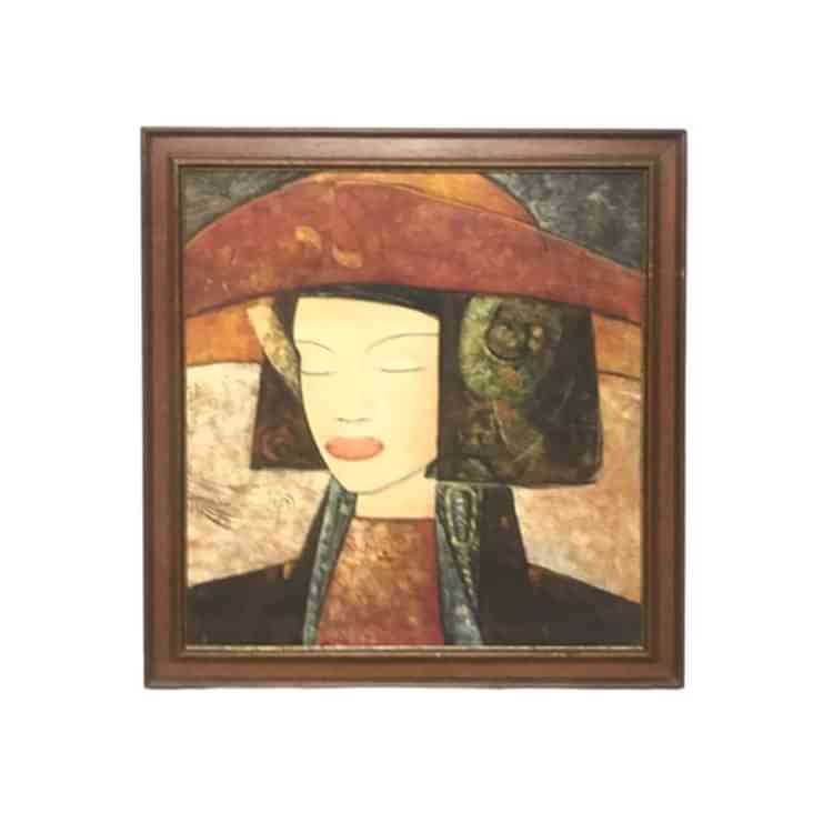 Şapkalı Kız 73x76 cm Yağlıboya Tablo