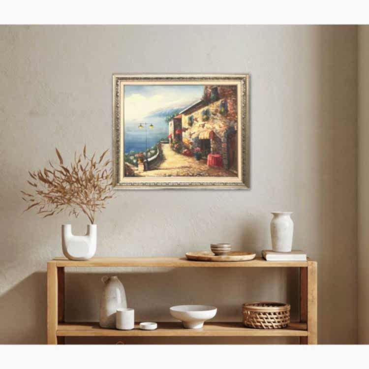 Akdeniz Evleri 62x72 cm Yağlıboya Tablo