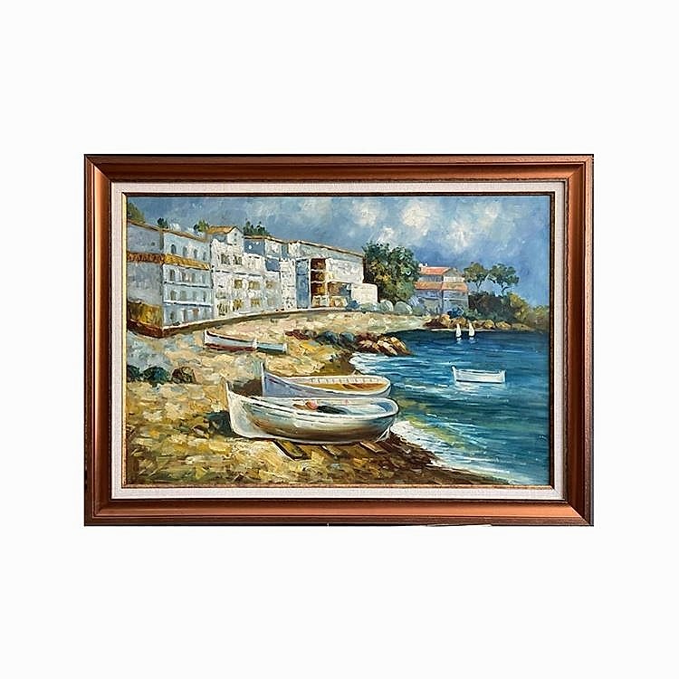 Sahil Köyü Yağlıboya Tablo 75x103 cm